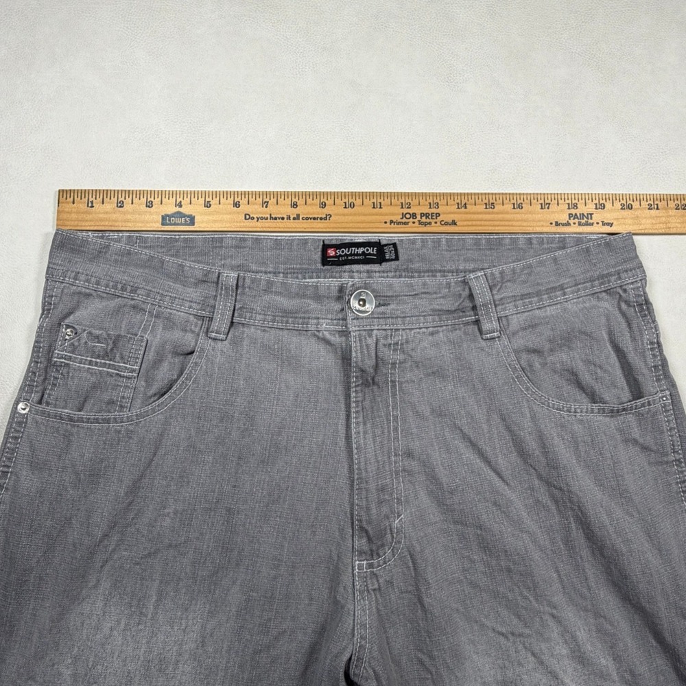 Southpole Mens Relaxed‎ Fit Grey Faded Denim Jeans 40x34 Baggy Streetwear Y2K - Picture 4 of 12